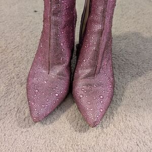Betsey Johnson Pink Rhinestone Heeled Boots
